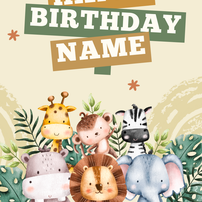 Safari Animals Theme Birthday Banner