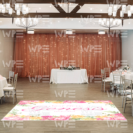 Vibrant Floral Floor Decal 90"x90"