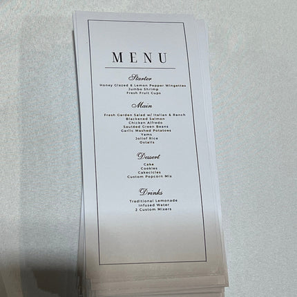 Menu Cards - Premium 130lb Paper