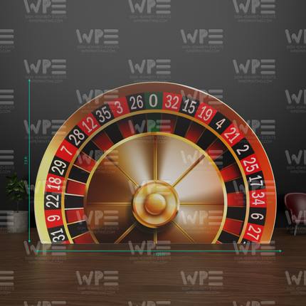 Roulette wheel Casino party theme backdrop featuring vibrant colors and a classic design for events